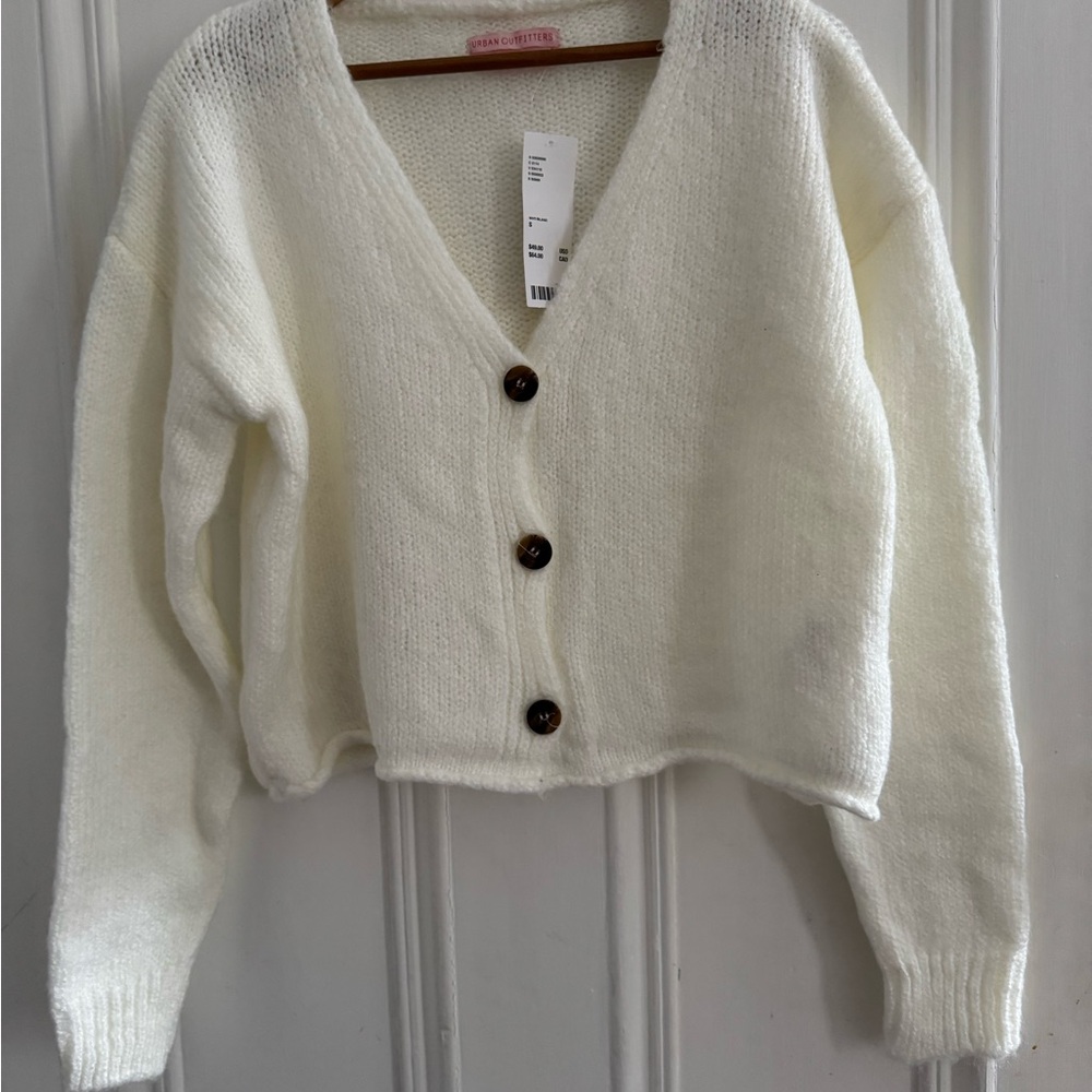 Cozy White Button-Up Sweater